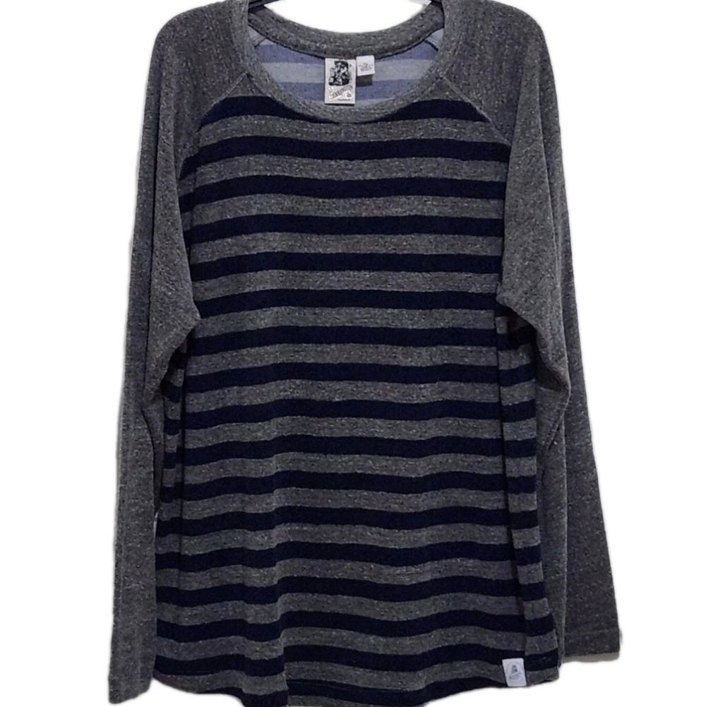 Vtg Kennington California Mens XL Striped Blue Gray Longsleeve Pullover Comfy